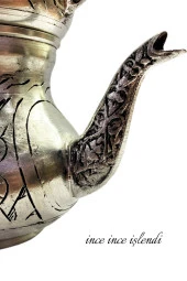 Geleneksel Işlemeli Eskitme Model Ekstra Kalın Bakır Çaydanlık thumbnail 4