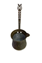 Antik Bakır Cezve Işlemeli 4kişilik thumbnail 3