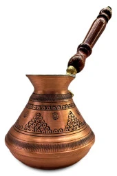 Işlemeli Ve Kalın Bakır Cezve Büyük Boy Rus Cezvesi thumbnail 1