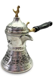 Özel Seri Kapaklı Bakır Cezve Kalın Mırra Cezvesi Nikelajlı thumbnail 1