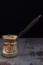 Battal Boy Özel Erzincan Işlemeli Bakır Cezve thumbnail 1