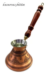 Işlemeli Ve Kalın Bakır Cezve Büyük Boy Rus Cezvesi thumbnail 2