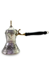 Özel Seri Kapaklı Bakır Cezve Kalın Mırra Cezvesi Nikelajlı thumbnail 2