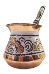 Bakır Cezve Özel Erzincan El Işlemeli 3 Kişilik Beyaz thumbnail 1