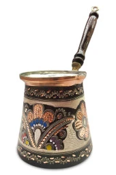 Battal Boy Özel Erzincan Işlemeli Bakır Cezve thumbnail 2