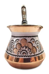 Bakır Cezve Özel Erzincan El Işlemeli 3 Kişilik Beyaz thumbnail 2
