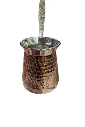 Bakır Cezve 1 Milim Kalınlığında El Dövmesi Kapaklı Cezve thumbnail 3