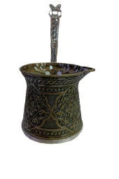 Antik Bakır Cezve Işlemeli 4kişilik thumbnail 1