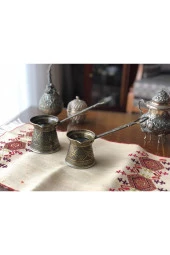 Bakır Tek Kişilik Desenli Cezve thumbnail 4