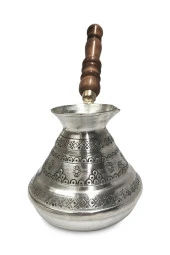 Üzüm Işlemeli Kalın Bakır Cezve Büyük Boy thumbnail 1