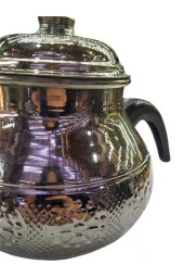 Papatya Desenli Bakır Demlik Semaver Uyumlu Beyaz thumbnail 2