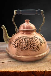 Özel Yapım El Işlemesi Bakır Demlik Kalın Ağır thumbnail 1