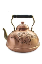 Özel Yapım Battal El Işlemesi Bakır Demlik Kalın Ağır thumbnail 1