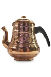 Işlemeli Bakır Demlik El Işi Büyük Boy thumbnail 1