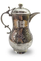 Bakır Sürahi El Işi Keski Işlemeli Kapaklı thumbnail 1