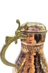 Kapaklı Damla Detaylı Bakır Sürahi + 2 Ayran Bardağı - 3