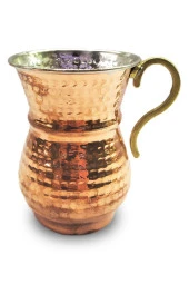 Kapaklı Damla Detaylı Bakır Sürahi + 2 Ayran Bardağı - 4
