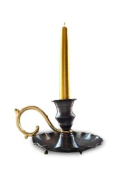 Bakır El Şamdanı Kulplu Antika Vintage Mumluk Şinanay thumbnail 2