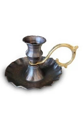 Bakır El Şamdanı Kulplu Antika Vintage Mumluk Şinanay thumbnail 3