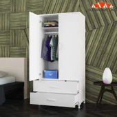 MODİLAYN VERDA 80x173x44cm Kapılı 2 Çekmeceli Gardırop, Elbise Dolabı - 1
