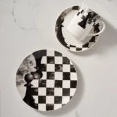 GÜRAL PORSELEN Camelia 3 Parça Çay Takımı Satranç Piyon - 1