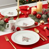 GÜRAL PORSELEN Yeni Yıl Camelia 3 Parça Tek  Kişilik Bone Yemek Takımı - 6268 thumbnail 12