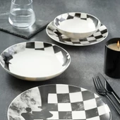 GÜRAL PORSELEN Camelia 4 Parça Sıngle Yemek Takımı Satranç Şah thumbnail 2