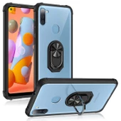 Samsung Galaxy M11 Kılıf Şeffaf Sararmaz Yüzüklü Mola Kapak - 3