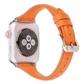 Apple Watch 7 8 41mm Kordon İnce Deri Kordon - 4