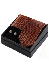 Esgue Siyah Kol Düğmesi & Kravat & Mendil Kutulu Hediye Seti - 1