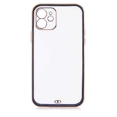 Apple iPhone 12 Kılıf Köşeli Gold Şeffaf Kapak - 3