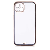 Apple iPhone 13 Kılıf Köşeli Gold Şeffaf Kapak - 3