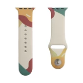 Apple Watch 7 8 45mm Kordon Karışık Renkli Silikon Kordon - 8