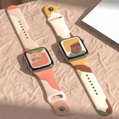 Apple Watch 7 8 41mm Kordon Karışık Renkli Silikon Kordon - 10