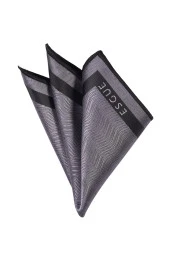 Esgue Gri Kol Düğmesi Hand Made Gri Desenli 7.5 cm Kravat Mendil Kutulu Hediye Seti - 5