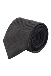 Esgue Siyah Kol Düğmesi Hand Made 7.5 cm Çizgili Desen Siyah Kravat Mendil Kutulu Hediye Seti thumbnail 4