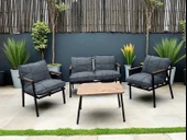 Dekoroom's Zen 2 1 1 Pofuduk Balkon Takımı, Bahçe Mobilyası, Çay Seti, Kafe, Koltuk Takımı Orta Gri thumbnail 1