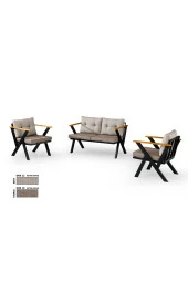 Dekoroom's Zeta 2 1 1 Balkon Takımı, Bahçe Mobilyası, Çay Seti, Kafe Oturma Grubu, Teras Koltuk Takımı - 4