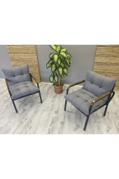Dekoroom's Balkon, Bahçe, Cafe  Mobilya Metal Koltuk Takımı 2 Adet Tekli Açık Gri - 2