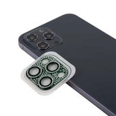 Apple iPhone 12 Pro Full Taşlı Kamera Lens Koruyucu Çerçeveli Koruyucu CL-08 - 11