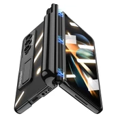 Samsung Galaxy Z Fold 4 Kılıf 360 Koruyuculu Standlı Kalem Bölmeli Kapak - 8