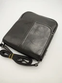 Orta Boy Kapaklı Çift Fermuarlı Erkek Deri El Çantası - 1