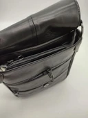 Orta Boy Kapaklı Çift Fermuarlı Erkek Deri El Çantası - 9