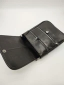 Orta Boy Kapaklı Çift Fermuarlı Erkek Deri El Çantası - 8