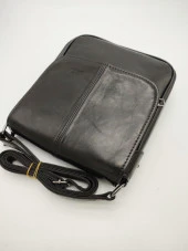 Orta Boy Kapaklı Çift Fermuarlı Erkek Deri El Çantası - 2