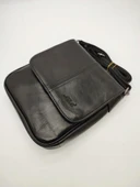 Orta Boy Kapaklı Çift Fermuarlı Erkek Deri El Çantası - 11