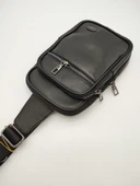 Erkek Deri Göğüs Çantası Spor Model Siyah Renk - 1