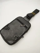 Erkek Deri Göğüs Çantası Spor Model Siyah Renk - 8