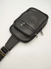 Erkek Deri Göğüs Çantası Spor Model Siyah Renk - 2