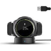 Samsung Galaxy Watch Gear S2 S3 S4 Sort Usb Akıllı Saat Şarj Kablosu Standı - 1